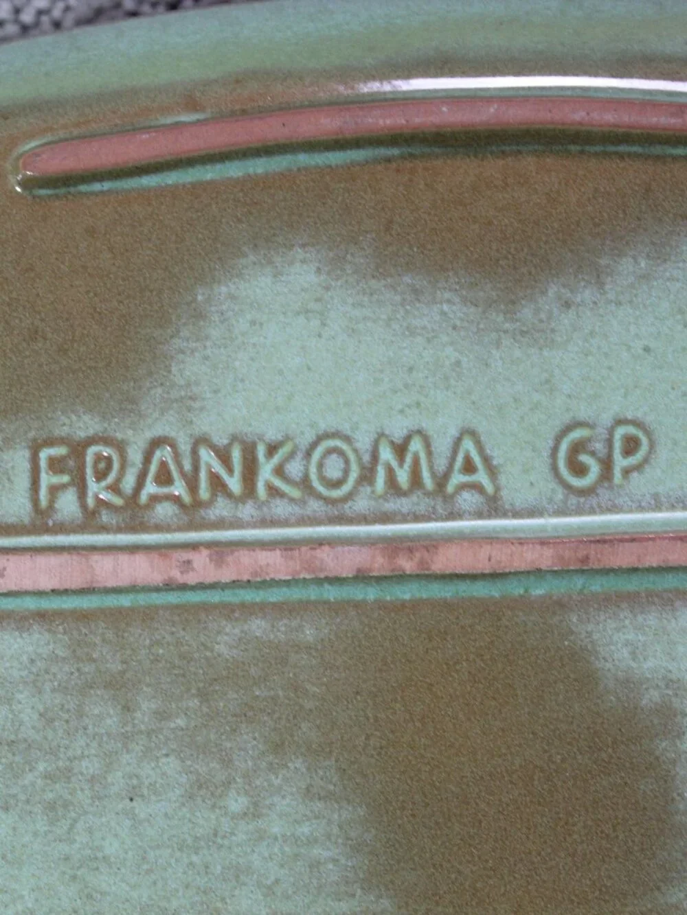 Set of 2 Frankoma Green Brown Ceramic Rectangular Platter Impressed Backstamp
